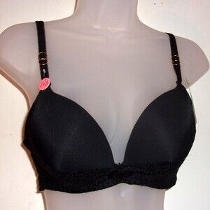 Youmita Soft Cup Demi Black Lace 36B Bra NWT